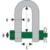 D-shackle with nut-bolt secured by split pin type G-4153