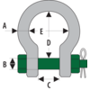 Bow shackle with nut-bolt secured by split pin G-4163