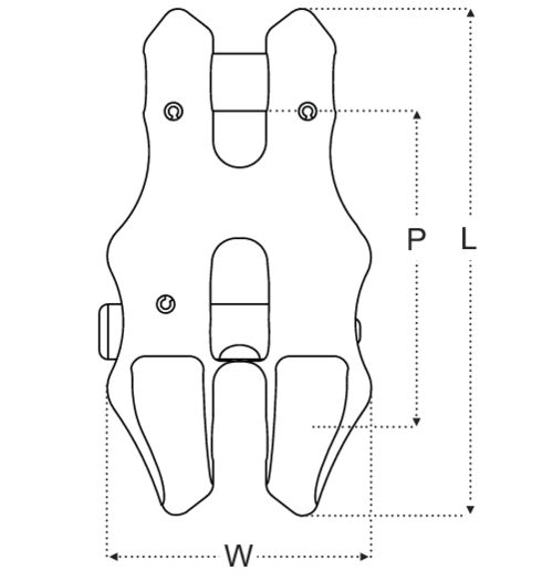 RCCS clevis shortening clutch with safety pin (Grade 10) technical drawing