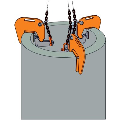 Concrete pipe lifting clamp CBA, vertical.