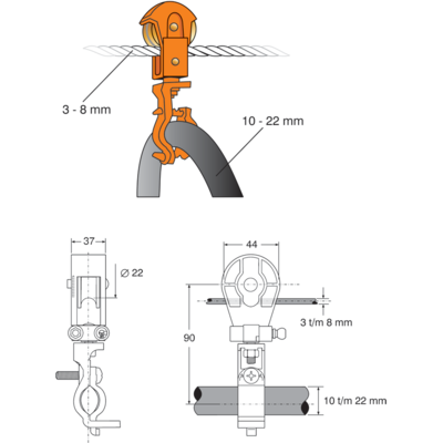 Round cable carriage for steel wire rope