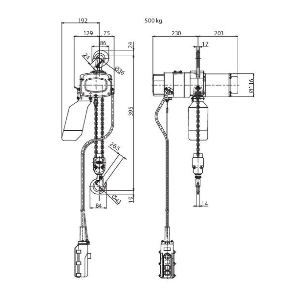 Alpha 400 V electric chain hoist