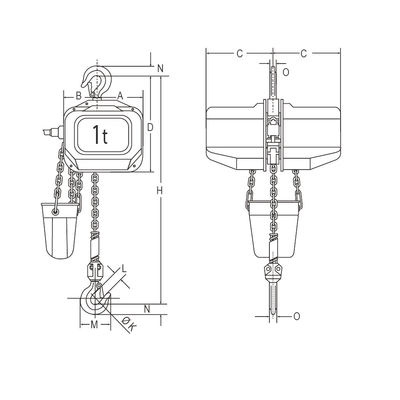 FBH 400 V electric chain hoist 2 speed