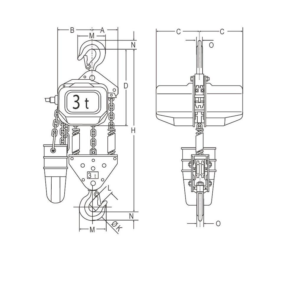 FBH 400 V electric chain hoist 2 speed