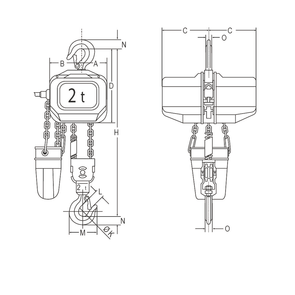 FBH 400 V electric chain hoist 2 speed