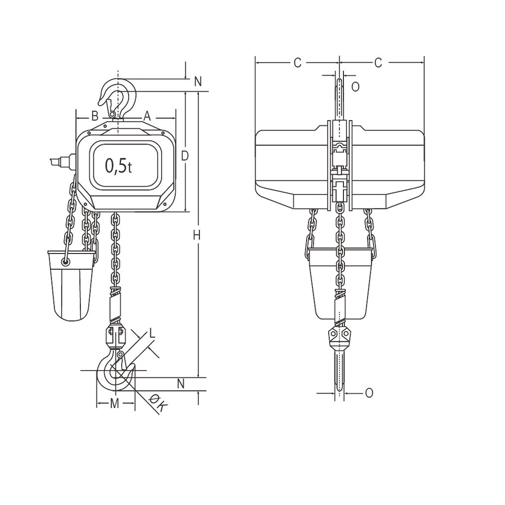 FBH 400 V electric chain hoist 2 speed