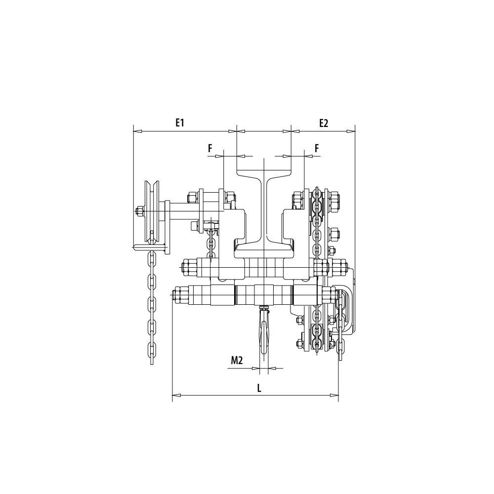 KBT 200 OD takel-loopkat combinatie extreem kort