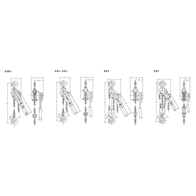 REMA Select 2-OD lever hoist technical drawing all