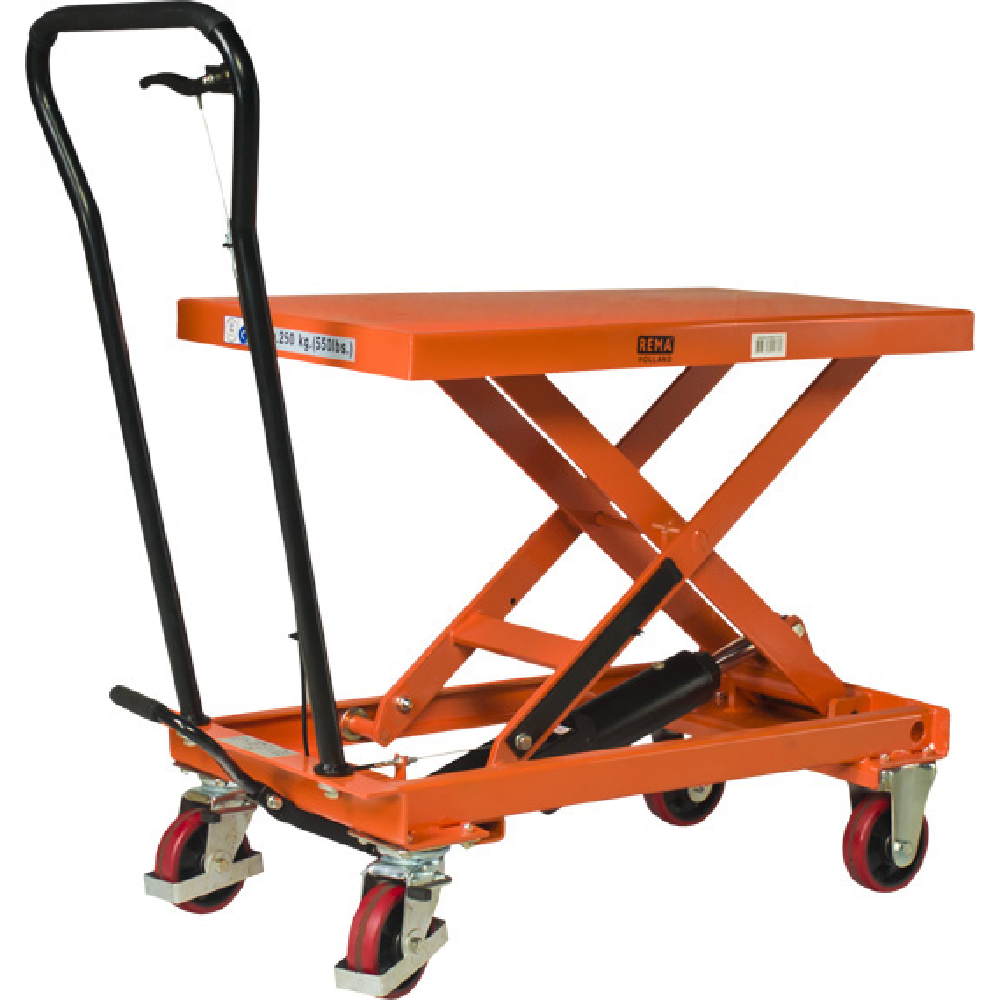 Manually operated mobile lifting table