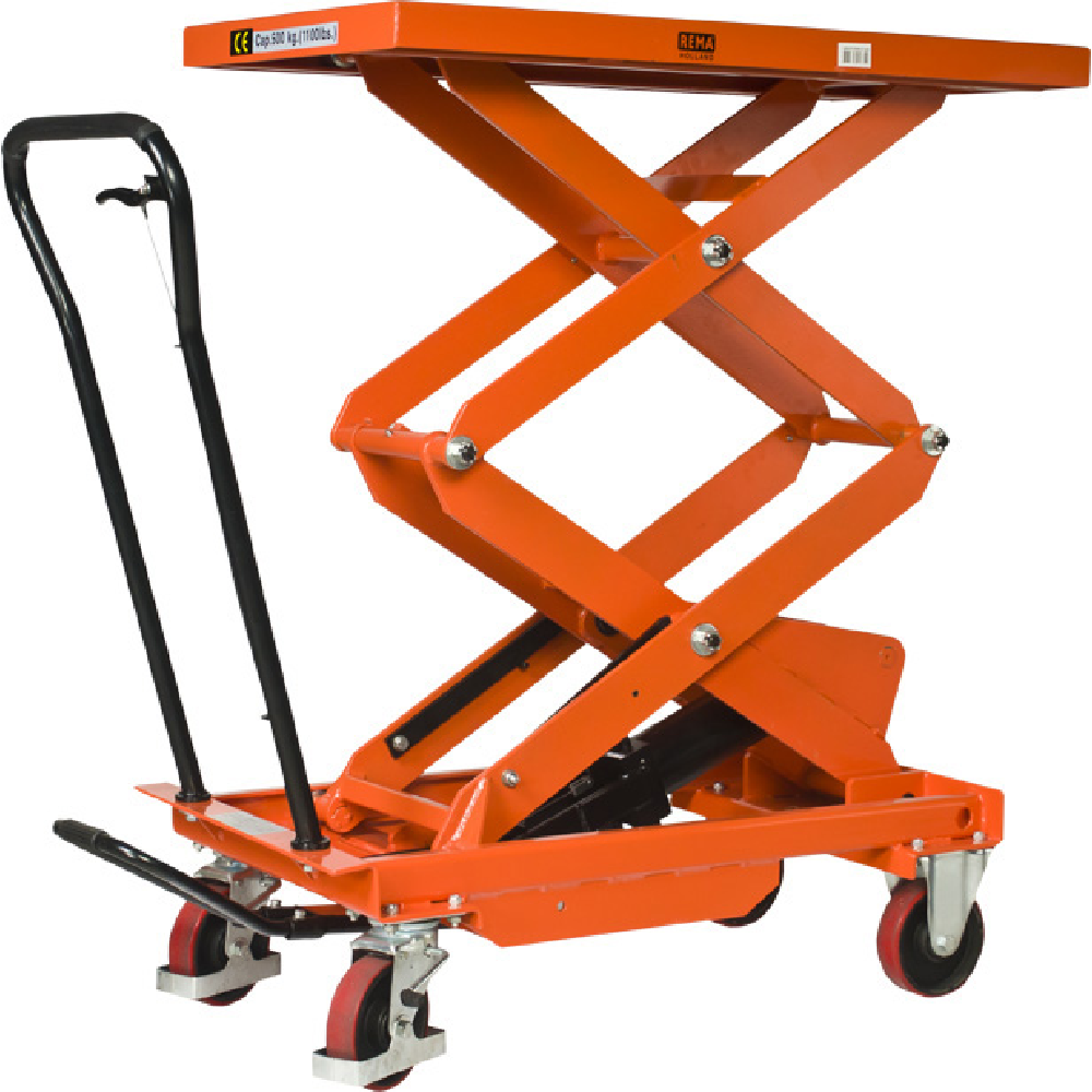 Manually operated mobile lifting table