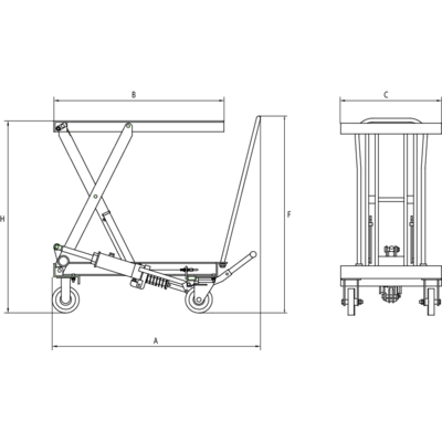 Stainless steel mobile lifting table HTR