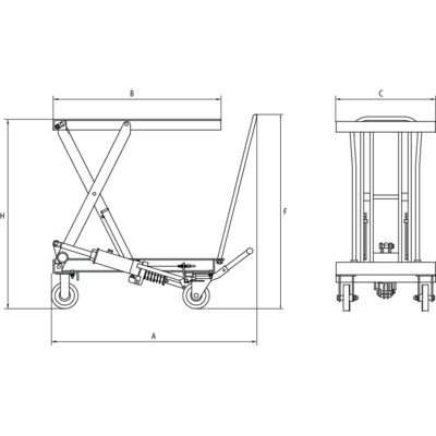 Stainless steel mobile lifting table HTR