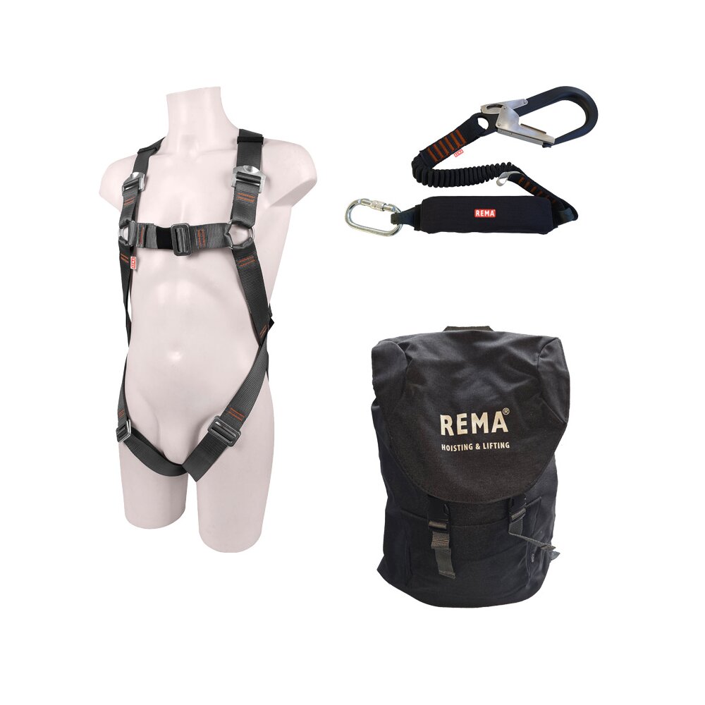 Auffanggurt Re-line, Bandfalldämpfers BVD1 im Rucksack Re-line