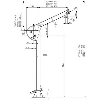 Potence amovible 125 - 500 kg
