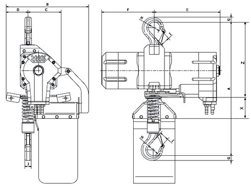 palan pneumatique TCS schéma